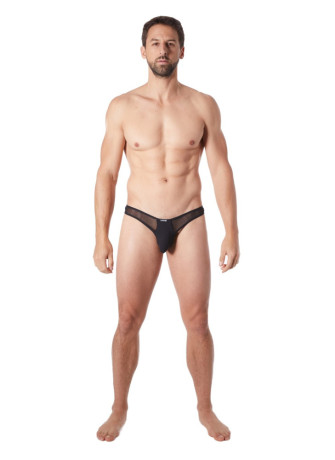 String noir sexy avec fine résille - LM805-57BLK